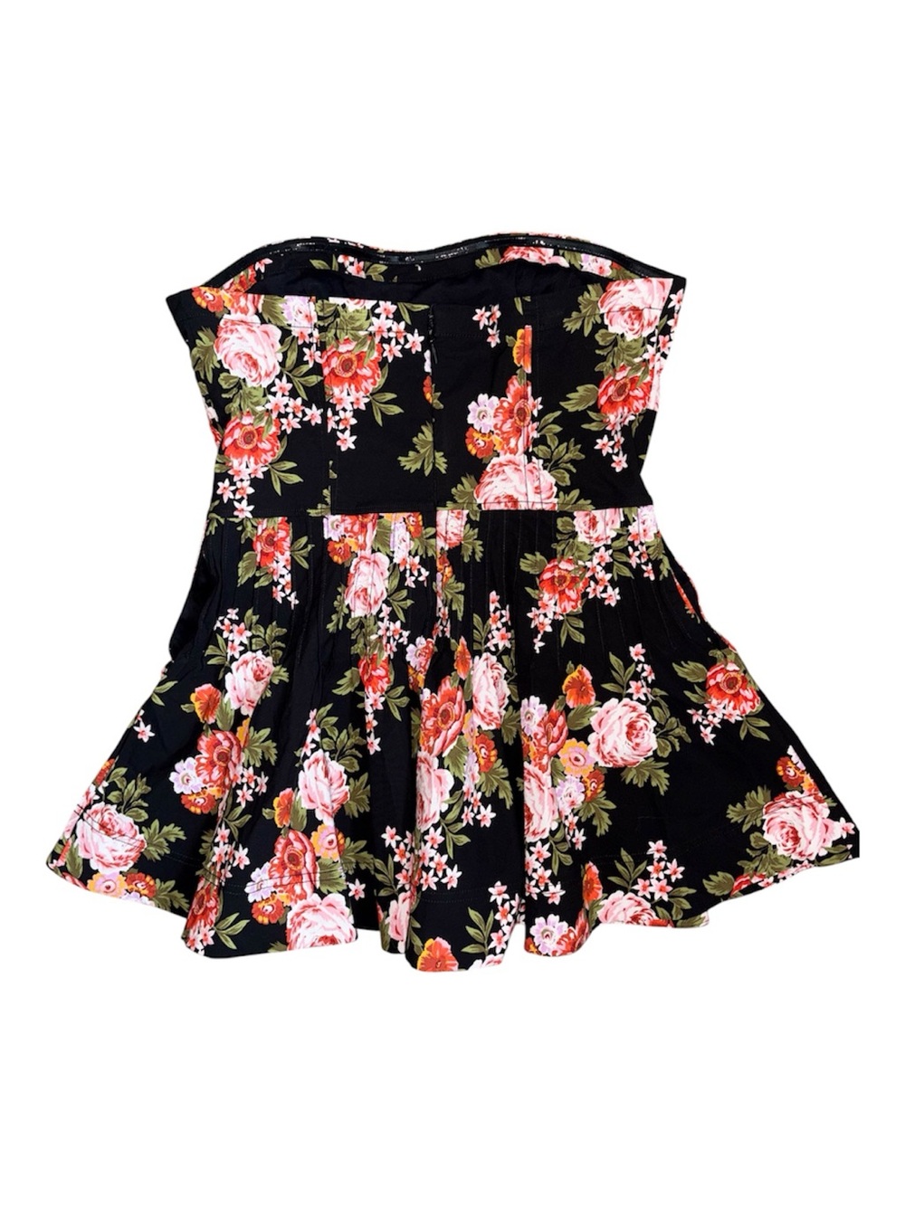 NWT Maeve Anthropologie Strapless Floral Mini Dress Black Pink Roses 14P - Picture 4 of 6